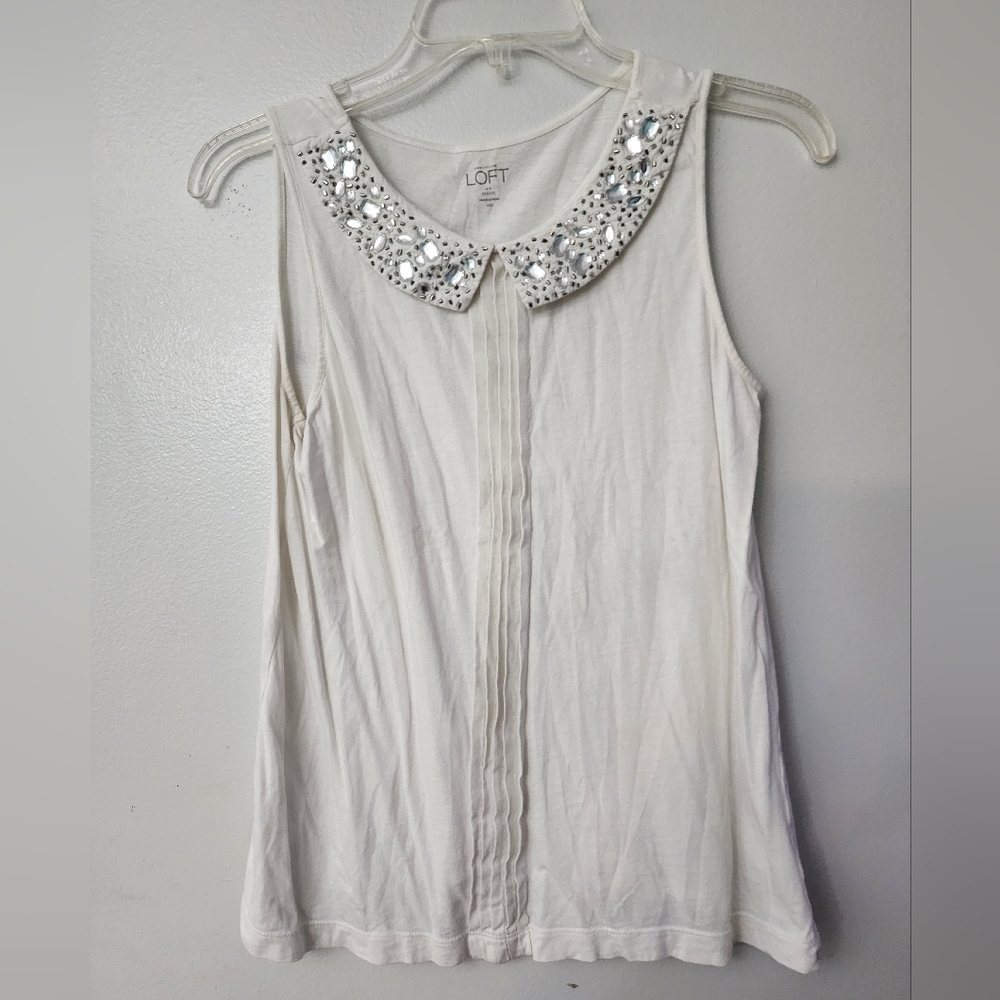 Loft Bedazzled Collar Tanktop Size Medium Petite - Picture 1 of 6